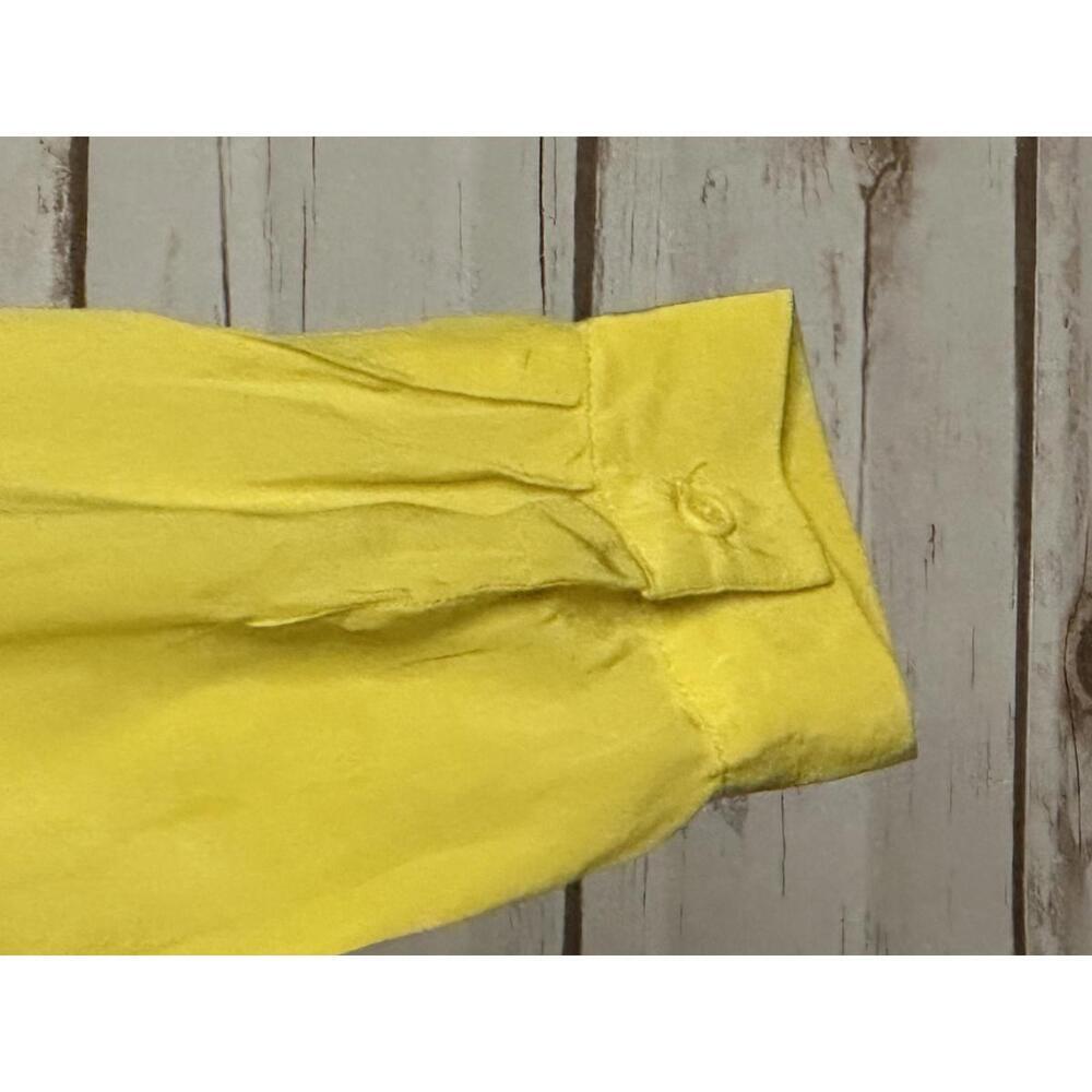 jenni kayne yellow collared long sleeve button-up silk blouse Size Medium - Picture 6 of 8